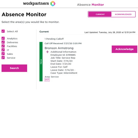 Real-time updates to your company absences with Absence Monitor.